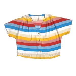 Elodie button front rainbow stripe shirt